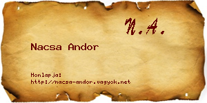 Nacsa Andor névjegykártya